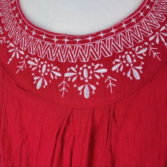 Oscar de la Renta x Neiman Marcus Red Embroidered Sundress - Size M - Picture 5 of 6